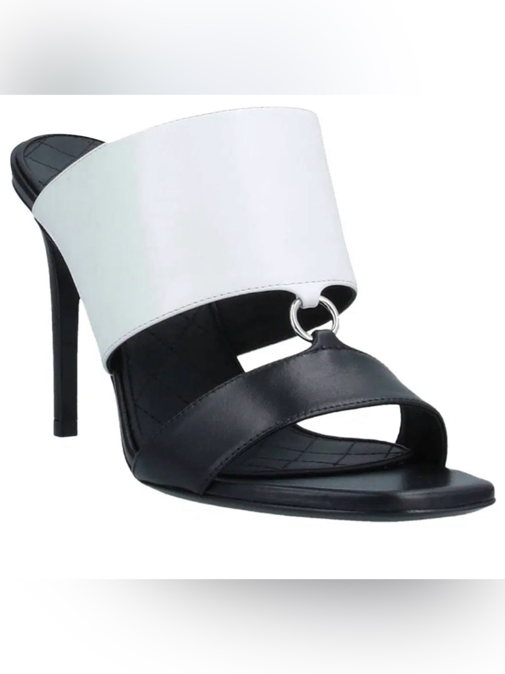 Balmain Black and White Open-Toe Mule Sandals with authenticity certificate